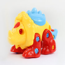 悠悠鹿DIY拆装拆卸三角龙 儿童智力开发动物恐龙模型玩具可拖拉(黄色)
