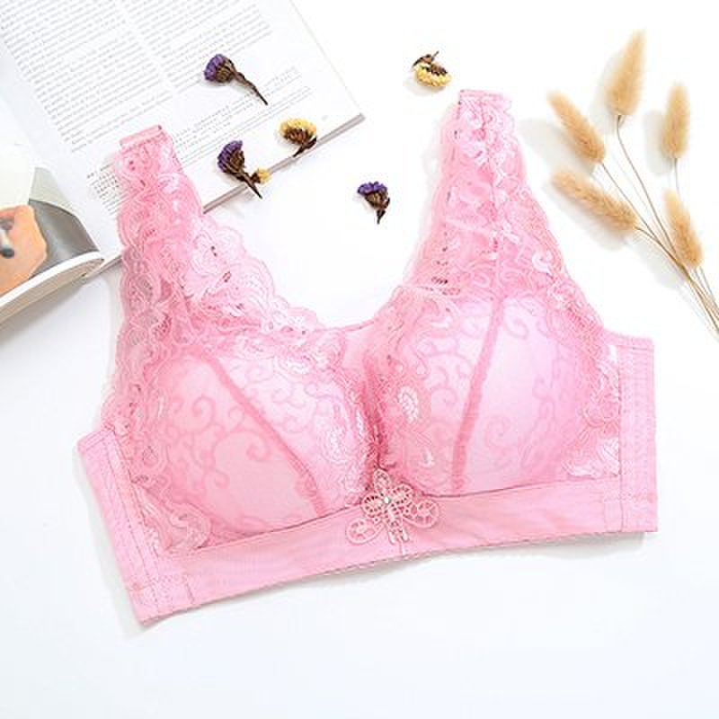 内衣女无钢圈聚拢文胸小胸性感深v背心式调整型胸罩(浅豆沙 42c/95c)