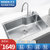 摩恩304不锈钢厨房水槽单槽套餐水龙头台下盆洗碗槽洗菜盆大单槽(28001+7864)