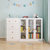 可比熊实木书柜玻璃柜带门儿童书橱落地组合柜防尘书架简约储物柜(青色)