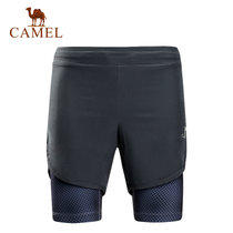 Camel/骆驼运动男款短裤 夏季假两件短裤透气弹力时尚舒适 A7S2R5130(墨灰 3XL)
