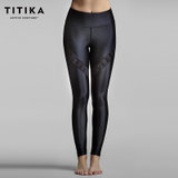 TITIKA瑜伽服时尚运动装备长裤束腿户外休闲健身裤长款中腰13489(黑色 XS)
