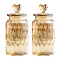 密封罐透明蜂蜜柠檬瓶泡菜坛子大号玻璃瓶食品调料茶叶储物罐带盖(【超值组合-爱心盖】水滴-大号-2个)