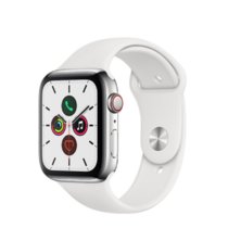 （Apple） 苹果Apple Watch Series 5智能手表iwatch5苹果手表(银色不锈钢表壳+白色运动表带 44mm GPS+蜂窝网络款)