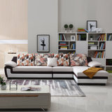 双虎家私客厅布艺沙发整装现代简约大小户型皮布组合家具069(摩登香橙左妃)
