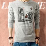 厉织造（Lihomme）男装趣味独特印花长袖T恤 男目光(浅灰 XL)