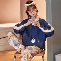金莎拉睡衣女春秋季纯棉长袖可爱可外穿家居服网红学生可爱韩版套装(P21119 M)