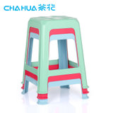 茶花塑料凳子成人家用高凳加厚方凳浴室高凳换鞋板凳餐桌高凳(绿 一个装)
