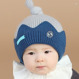 牛奶朋友宝宝秋冬皇冠造型毛线帽加绒款儿童帽子套头帽新生儿胎帽围巾(蓝色单帽棉布薄款 均码（47-50CM）)