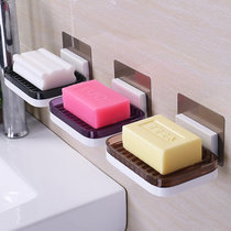 肥皂盒壁挂式 免打孔置物香皂盒 卫生间创意沥水肥皂架(单个装（咖啡色） 默认)