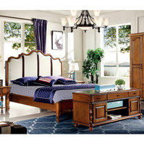 优涵 美式床全实木床1.5 1.8米双人床美式乡村家具高箱储物床橡木婚床806(1.8*2.0)