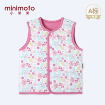 小米米minimoto17新款男女童绗缝夹棉按扣背心儿童马甲宝宝外套(粉红匹印花 100cm（2-3岁）)