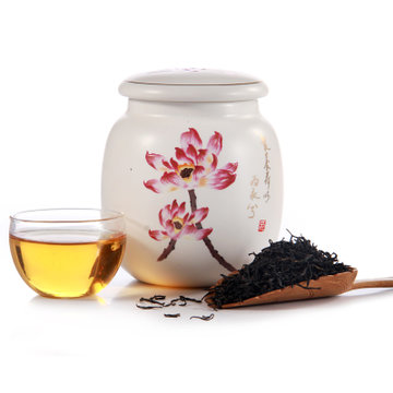 红茶正山小种高雅礼品雅趣荷韵瓷罐装茶叶50g过节送礼之佳品