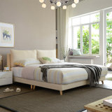 A家家具 床 布艺床 北欧卧室1.8米双人床 现代简约可拆洗软靠床 DA0120-180 米黄色(1.5米床)