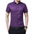 2017新款休闲修身男士薄款短袖衬衫免烫抗皱纯色男衬衣 2701(紫色)