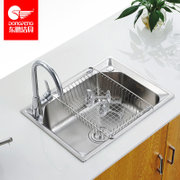 东鹏 304不锈钢水槽 单槽 台下 一体加厚厨房洗碗盆洗菜盆套餐059