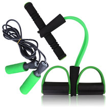 凯速 拉力绳跳绳套装 皮筋拉绳脚蹬拉力器仰卧起坐助力器弹力绳运动健身器材 拉力器 跳绳两件套(绿色)