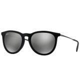 美国 Ray-Ban 雷朋 男女款爱丽卡系列黑色镜框灰色反光镜片太阳镜/墨镜 RB4171F 6075/6G 54mm