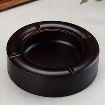 高档中式黑檀实木烟灰缸带盖大号创意木质客厅礼品办公室个性包邮(圆形烟灰缸 16cm*16cm)
