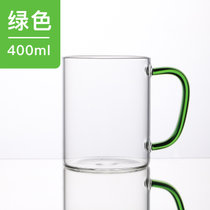 富光玻璃杯带把耐热透明大容量家用套装喝水杯牛奶啤酒杯泡茶杯子(绿色400ml 默认版本)