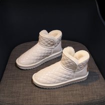 SUNTEK雪地靴女2021年新款冬季一体加绒加厚网红防水防滑女鞋子棉鞋(36 米色（保暖大棉）)
