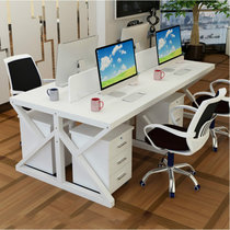 【京好】职员办公桌 四人位员工电脑桌 现代简约环保2/4/6工作位屏风六人A151(白面+白架 双人位带柜)