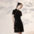 旗袍2021夏季短袖新式中国风气质改良年轻款少女日常小个子连衣裙(264黑色 S 建议95斤内)