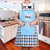 可爱公主韩版女围裙袖套厨房纯棉厨师工作服围腰防污防油做饭成人(黑色 眼镜兔/蓝)