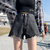 新款牛仔短裤女夏学生韩版宽松黑色热裤高腰松紧阔腿裤子女士(28 6116灰色【高品质】)