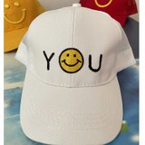 SUNTEK广告帽子定制logo印字旅游鸭舌帽定做儿童棒球太阳网帽学生幼儿园(印图/字一个起（儿童款） 大白色 Y笑脸U（网帽）)