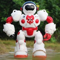 超大语音机械战警儿童跳舞男孩电动遥控机器人玩具智能对话可发射(（红色）超大41厘米机器人 一个机身一块电池)