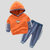 皮皮牛春款新品男童装儿童拼接连帽棉质套装宝宝假两件上衣裤子两件套(120 橘色)