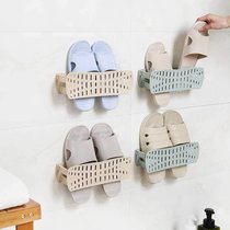 简易浴室壁挂式置鞋架子 创意家居用品折叠壁挂式无痕胶粘贴鞋架(北欧蓝)(3个装)