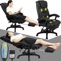 电脑椅按摩椅子办公椅家用转椅老板椅3015A(黑色牛皮(6位按摩)可躺170度)