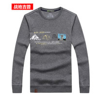 战地吉普AFS JEEP秋冬装长袖T恤男 青年男装加厚运动体恤衫 圆领套头印花打底t恤衫(灰色 M建议120-135斤左右)