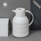 日本AKAW新款保温壶家用水壶玻璃内胆暖壶小型热水瓶大容量暖瓶(皓月白-1000ml)