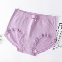 SUNTEK加肥加大码胖MM200斤日系无缝中腰女士三角裤无痕档内裤(均码（130-220斤） 紫色)