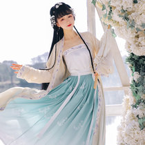 光宿汉服女原创中国风夏季仙气宋制一片式百褶裙超仙套装古装(米全套 M)