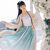 光宿汉服女原创中国风夏季仙气宋制一片式百褶裙超仙套装古装(米全套 S)