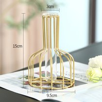 北欧创意玻璃花瓶透明仿真花艺套装水培植物花瓶客厅餐桌饰品摆件(试管花器（金色） 中等)