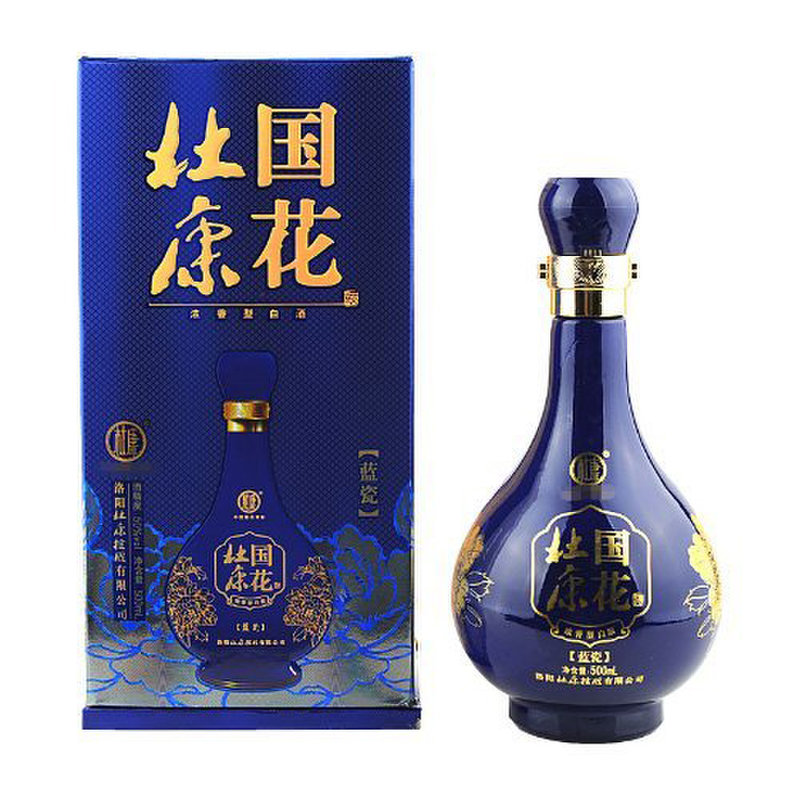 【河南杜康白酒图片】1919酒类直供 50度国花杜康蓝瓷500ml(单瓶)图片