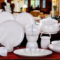 景德镇陶瓷韩式陶瓷餐具套装60头欧式厨房碗碟盘餐具套装 乔迁婚庆送礼品家用餐具