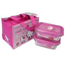 乐扣乐扣KT耐热玻璃保鲜盒 粉色保鲜容器 保鲜盒饭盒便当盒LLG428(380毫升*2粉色袋子 默认版本)