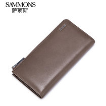 SAMMONS 萨蒙斯 2016新款潮男钱包休闲长款拉链手拿包头层牛皮时尚男士钱夹