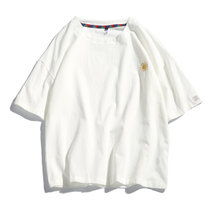 X17短袖T恤男中国风2022年宽松刺绣仿棉麻清爽打底衫大码男装体恤XCF0004(白色 M)