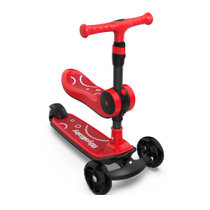 优贝儿童滑板车3-4-6岁小甲壳虫二合一红色款  溜溜车 滑滑车 发光轮 可折叠 促进宝宝平衡手眼协调能力
