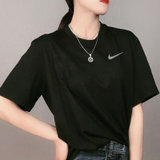 Nike/耐克短袖女装新款健身跑步运动服休闲上衣宽松舒适透气圆领T恤AJ8122-010(黑色 XL)