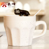 豪峰 创意马克杯陶瓷杯子咖啡杯牛奶杯早餐杯卡通可爱水杯带勺(黑猫白色款满天星带勺)