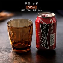 亚克力水杯彩色漱口杯果汁茶杯耐热耐摔 餐厅杯子透明塑料啤酒杯(茶色-小杯 300ml)