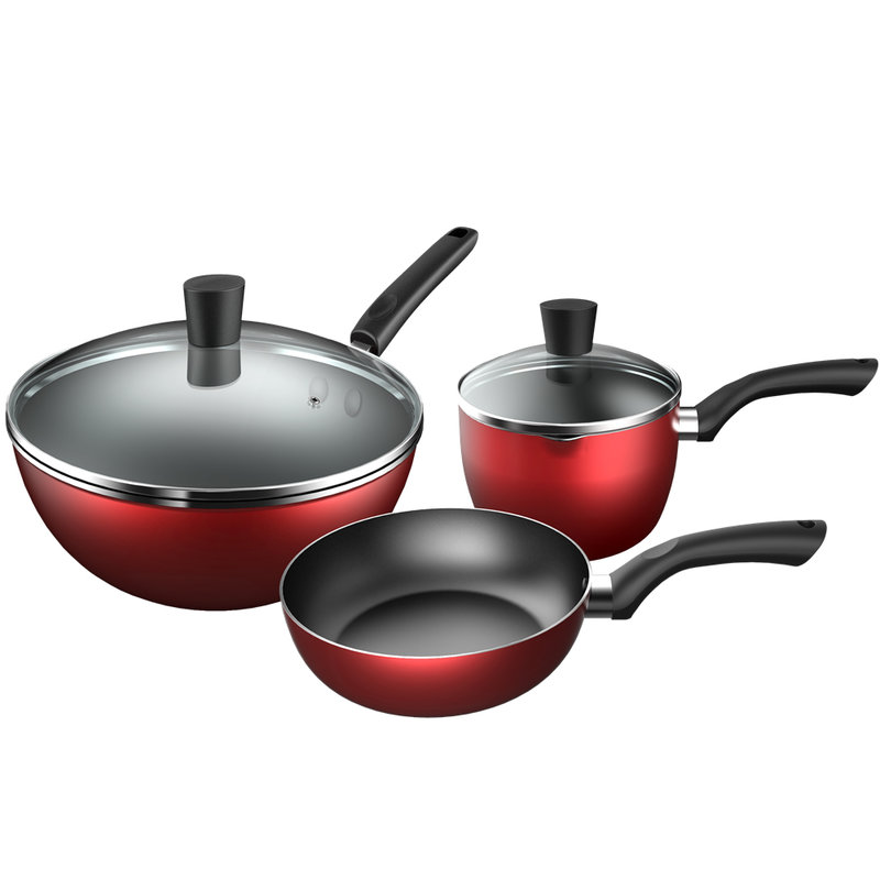 美的(midea) sl0302c 炊具组合三件套 套系产品 加厚合金基材 红